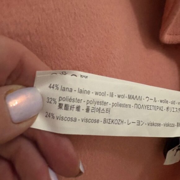 Zara pink wool double breasted coat - Picture 4 of 4